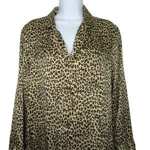 Vintage 90s For Your Comfort Silk Pajamas Sleepshirt Nightgown S Animal Print
